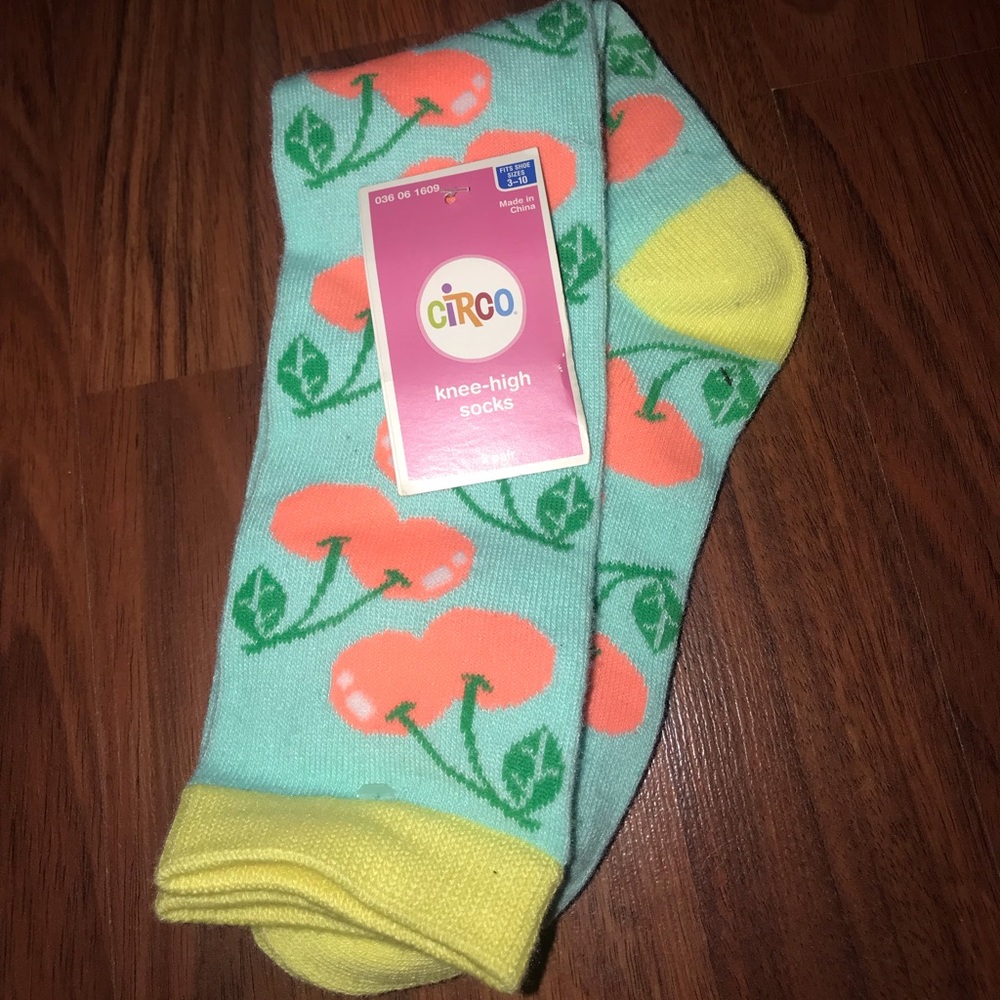 bright cherry long high-knee socks